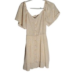 Sienna Sky Dress Womens Size M Yellow Flowers Roses White Floral